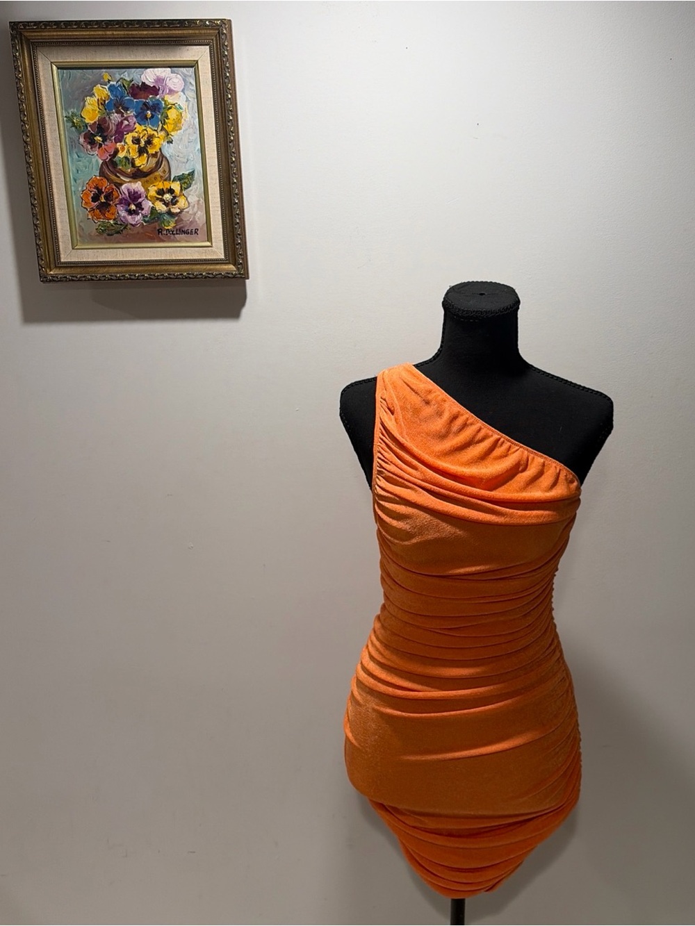 One Shoulder Orange  Ruched Dress Club wear Summer Festival Y2K Style Party